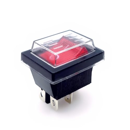 JZK 250VAC 16A Rotlicht beleuchteter Wippschalter DPST ON-Off 4 Pin 2 Position wasserdichte Abdeckung für Auto Auto Boot Haushaltsgeräte von JZK