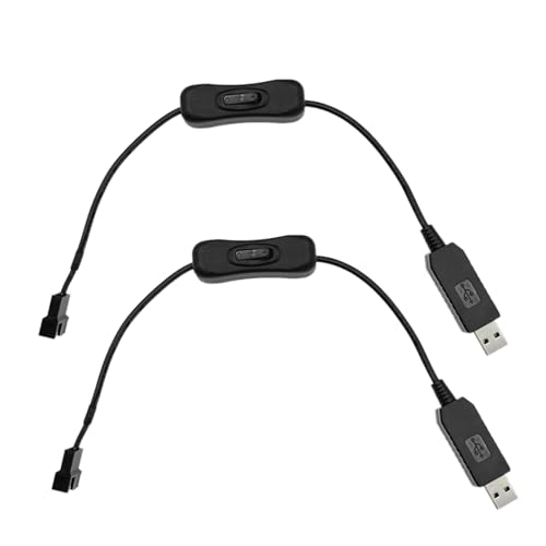 JZK 2er-Pack USB-zu-3-Pin/4-Pin-PWM-5-V-Lüfter-Netzadapterkabel mit Ein-/Ausschalter, PC-Lüfteranschlusskabel JZK 2er-Pack USB-zu-3-Pin/4-Pin-PWM-5-V-Lüfter-Netzadapterkabel mit Ein-/Ausschalter, PC-Lüfteranschlusskabel von JZK
