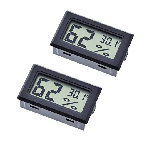 JZK 2x Rechteckiges kleines digitales Thermometer Hygrometer für Auto/Schlafzimmer, Mini-Temperaturanzeige Feuchtigkeitsmesser für Reptilienbecken, Raumfeuchtigkeitsmonitor, Zigarrenkisten-Hygrometer von JZK