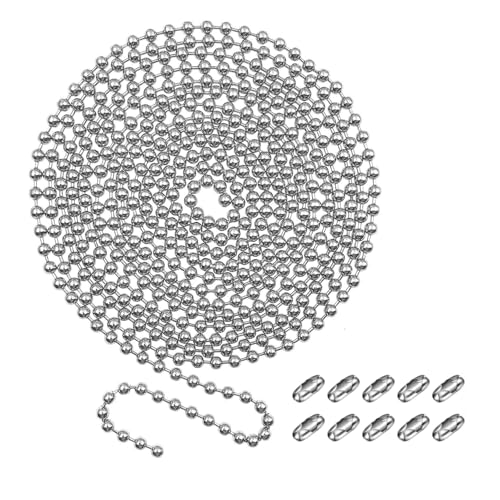 JZK 3 m / 9.8 ft 4.5 mm Chrom-Kugelperlenkette mit 10 Verbindungsstücken, Ersatz für Silberne Metall-Rollokettenschnur, Perlenzugkette für Rollos JZK 3 m / 9.8 ft 4.5 mm Chrom-Kugelperlenkette mit 10 Verbindungsstücken, Ersatz für Silberne Metall-Rollokettenschnur, Perlenzugkette für Rollos von JZK