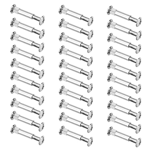 JZK 30-teiliges Set M4 x 31–40 mm Möbelverbindungsschrauben aus vernickeltem Stahl für direkte Verbindung von JZK