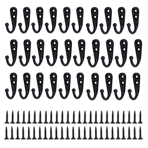JZK 30 x Schwarze Metall Wandhaken mit Schrauben Kleiderhaken Einzelhaken Haken zum Aufhängen von Kleidung, Tassen, Utensilien, Werkzeug, Handtüchern JZK 30 x Schwarze Metall Wandhaken mit Schrauben Kleiderhaken Einzelhaken Haken zum Aufhängen von Kleidung, Tassen, Utensilien, Werkzeug, Handtüchern von JZK
