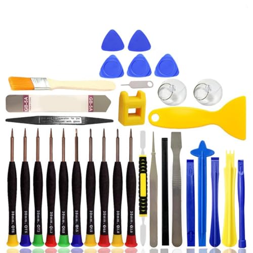 JZK 33-teiliges Handy-Reparaturwerkzeug-Set, Öffnungswerkzeug, Präzisions-Schraubendreher-Set, komplettes professionelles Universal-Werkzeugset, kompatibel mit iPhone, iPad, Samsung, Tablet, Laptop von JZK