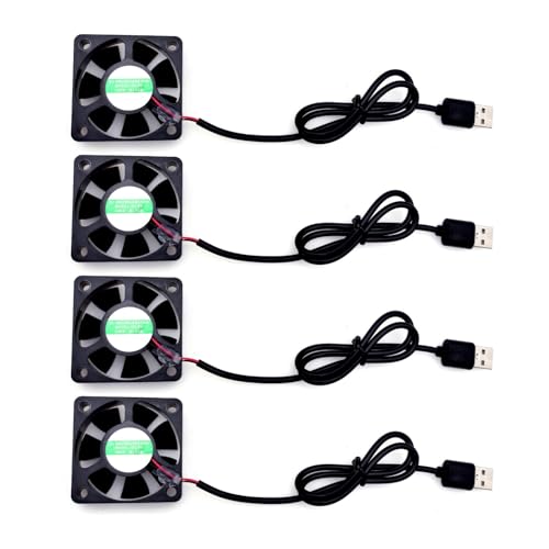 JZK 4 STK 50x50x15 mm DC 5V Mini USB Lüfter 50mm, 5500 U/min, 0.17 A, 5015 Kugellager kleiner bürstenloser DC Lüfter 5cm für Kühlung oder Belüftung, 3D-Druckerlüfter von JZK