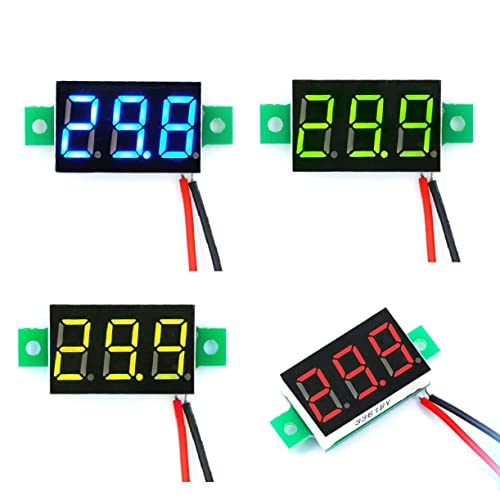 JZK 4 STÜCKE 2.4 V-30 V Mini DC Voltmeter mit zwei Drähten, 0.28-Zoll Mini-Digital-Voltmeter-Modul, 4-Farben-LED-Digitalanzeige, digitale Spannungsanzeige von JZK