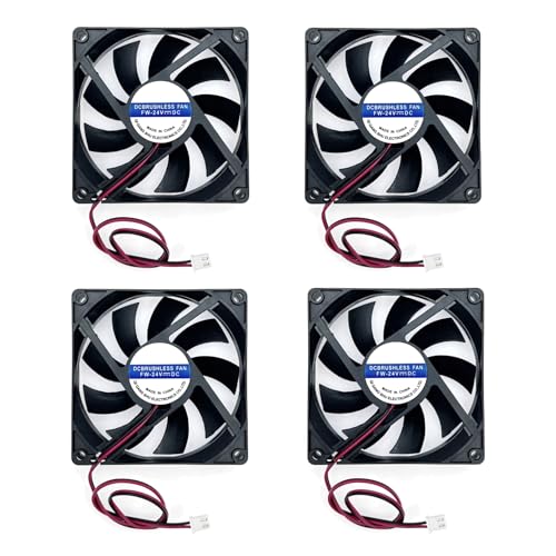 JZK 4 Stück 80 x 80 x 15 mm 2-Poliger DC 24V Mini Lüfter Mit Kabeln, 8015 Kleiner 80 mm, 8 cm Bürstenloser 24V DC, 3D Drucker Mit Kabel Und Stecker JZK 4 Stück 80 x 80 x 15 mm 2-Poliger DC 24V Mini Lüfter Mit Kabeln, 8015 Kleiner 80 mm, 8 cm Bürstenloser 24V DC, 3D Drucker Mit Kabel Und Stecker von JZK