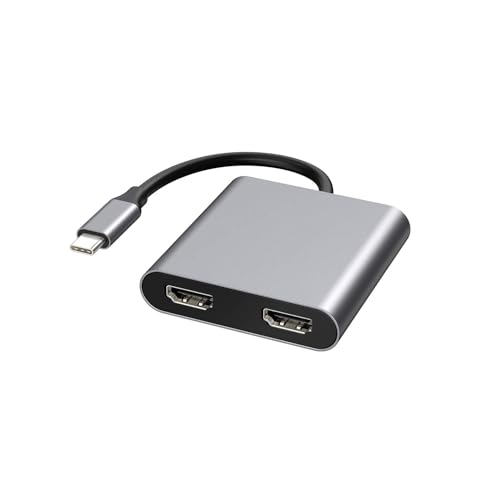 JZK 4 in 1 USB Type C auf Dual HDMI Splitter, USB C Hub Adapter mit 2X HDMI/USB 3.0/87W PD, USB C auf HDMI 4K@30Hz für MacBook Pro Air (MST nur für Windows) von JZK