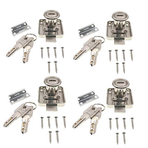 JZK 4 x Möbelschloß mit sind gleich Schlüsseln, Zylinder Möbelschloss Schubladenschloss Schrankschloss Aktenschranktürschloss von JZK