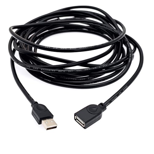 JZK 4.7m USB 2.0 Typ A Langes geschirmtes Verlängerungskabel Stecker auf Buchse Datenübertragungskabel für ZigBee-Dongle, Festplatten, PC, Laptop, Drucker, Kamera, Maus, Tastatur, Webcam von JZK