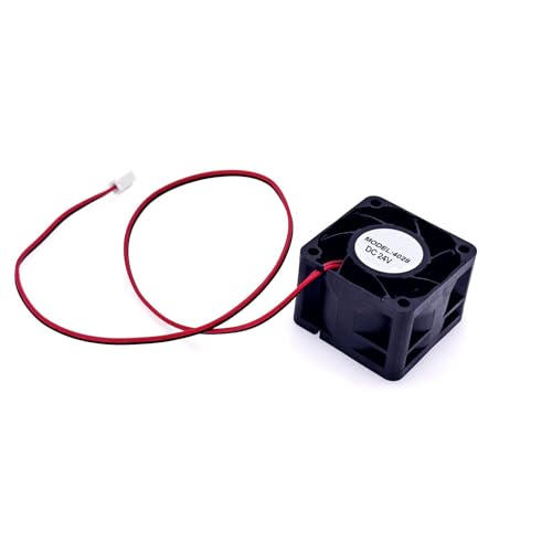 JZK 40x40x28 mm DC 24V Mini Kühlventilator 40mm mit 2-poligem Stecker, 14300 U/min, 0.18A, 4028 Kugellager kleiner bürstenloser DC Lüfter 4cm für Kühlung oder Belüftung, 3D-Drucker-Lüfter von JZK