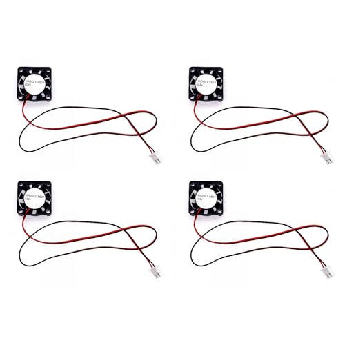 JZK 4STK 25x25x7 mm DC 5V Mini-Kühllüfter 25 mm mit 2-poligem Stecker, 9800 U/min, 0.08 A, 2507 Gleitlager kleiner bürstenloser DC-Lüfter 2.5 cm für Entwicklungsplatine, Grafikkarte, 3D-Druckerlüfter von JZK