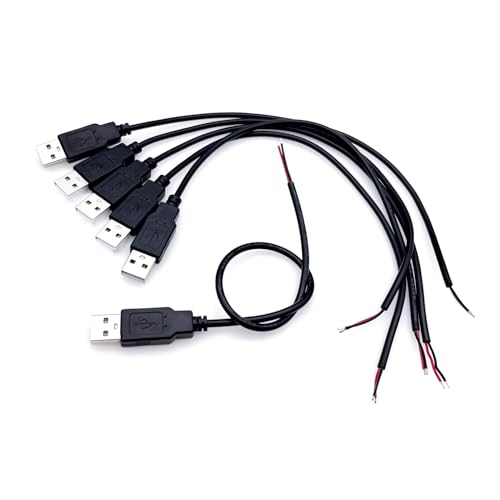 JZK 6 Stück 2-adriges USB 2.0-Kabel, USB-Stecker, 30 cm, 2 abisolierte Kabelenden zum Löten und Schweißen, USB-Kabelrate 12 V, 3 A JZK 6 Stück 2-adriges USB 2.0-Kabel, USB-Stecker, 30 cm, 2 abisolierte Kabelenden zum Löten und Schweißen, USB-Kabelrate 12 V, 3 A von JZK