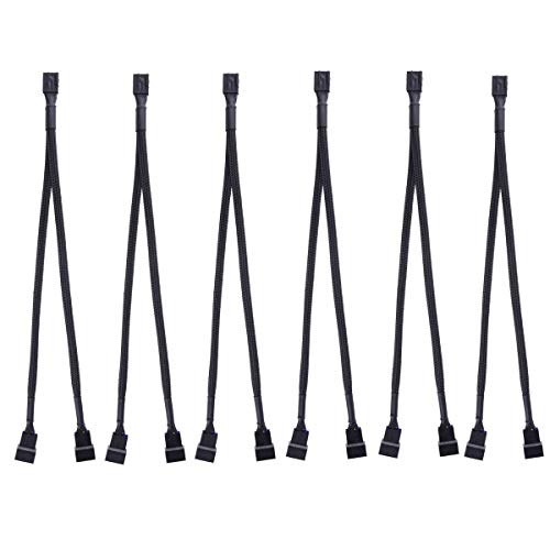 JZK 6 x Schwarzes PWM-Lüfterteilerkabel 1 bis 2 Lüfterkonverter Y-förmiges Teilerkabel für Computer von JZK