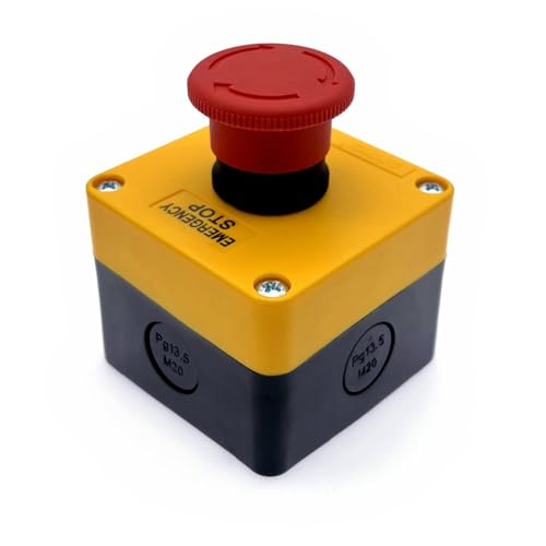 JZK 660V 10A Not-Aus-Schalter mit rotem Pilz, Druckknopfschalter mit rotem Kunststoffschild und Stationskasten, Not-Aus-Knopfschalter JZK 660V 10A Not-Aus-Schalter mit rotem Pilz, Druckknopfschalter mit rotem Kunststoffschild und Stationskasten, Not-Aus-Knopfschalter von JZK