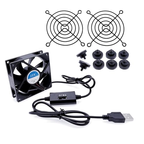 JZK 80-mm-USB-Lüfter mit Multi-Speed-Steuerung und Metallpaneel zum Schutz von Kühlventilatoren für Elektrogeräte/PC-Gehäuse/Netzteile/Kühl-Heizgeräte von JZK