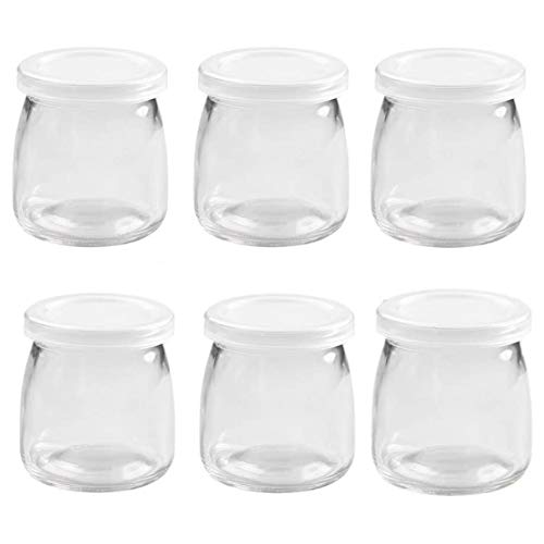 JZK Set 6 Stück 200 ml Pudding-Joghurt-Töpfe mit Deckel, kleine Gläser mit Deckel, Mini-Glasflaschen mit Deckel von JZK