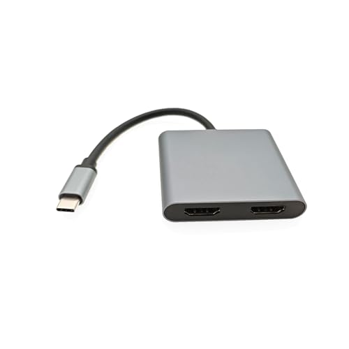 JZK USB-C-auf-Dual-HDMI-Adapter, USB-C-auf-HDMI-Unterstützung 4K@60Hz für MacBook Pro Air für Chromebook Pixel für Lenovo Yoya Surface von JZK