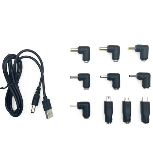 JZK USB auf DC 5V Stromladekabel mit 5.5 x 2.1 mm Hohlstecker, 10-in-1 DC-Anschlussstecker, Typ C, Micro USB, 2.5x0.7, 3.0x1.1, 3.5x1.35, 4.0x1.35, 4.0x1.7, 4.8x1.7, 5.5x2.5 mm JZK USB auf DC 5V Stromladekabel mit 5.5 x 2.1 mm Hohlstecker, 10-in-1 DC-Anschlussstecker, Typ C, Micro USB, 2.5x0.7, 3.0x1.1, 3.5x1.35, 4.0x1.35, 4.0x1.7, 4.8x1.7, 5.5x2.5 mm von JZK