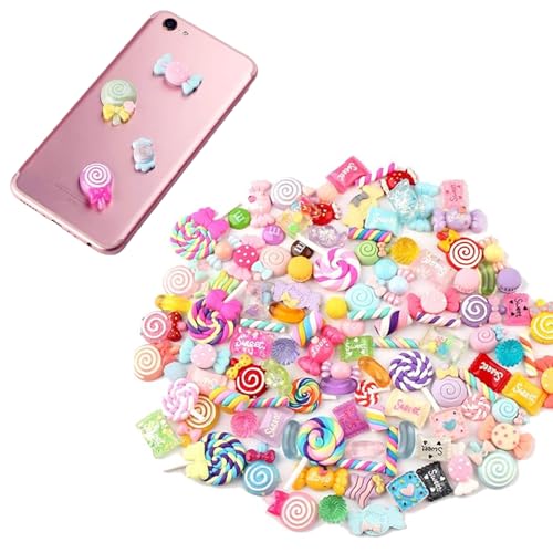 100pcs gefälschte Süßigkeitenperlen, gemischte Süßigkeiten Set Cute Harz Flachback DIY Scrapbooking Basteln verschiedene Farbenformen von JZLEJC
