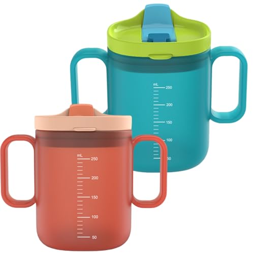 2pcs älterer Sippy Cup, 260 ml verschüttet mit Stroh, hitzebeständigem Griff für behinderte Erwachsene und Kinder von JZLEJC