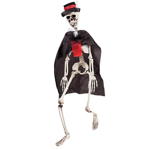 35.4 Fähigkeit der Lebensgröße Halloween -Skelett mit Hut und Umhang, gruseliges Plastikdekor für Garten Haunted House 35.4 Fähigkeit der Lebensgröße Halloween -Skelett mit Hut und Umhang, gruseliges Plastikdekor für Garten Haunted House von JZLEJC