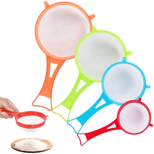 4PCS -Kunststoffsieb mit feinem Netz, Handheld Leichtes Sieb für Gemüsemehlhygiene einfach sauber von JZLEJC