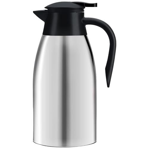 70 Unzen/2 -Liter Edelstahl Thermalkaffee Carafe Doppelmauerte Vakuum isoliertes Topf Silber Server für Teewasser Kaffee 70 Unzen/2 -Liter Edelstahl Thermalkaffee Carafe Doppelmauerte Vakuum isoliertes Topf Silber Server für Teewasser Kaffee von JZLEJC