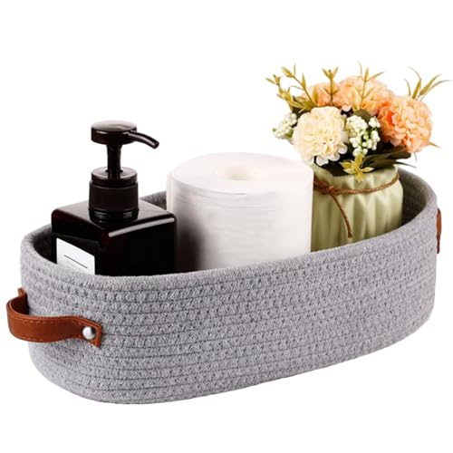 JZLEJC 13x6x4 kleiner gewebter Korbgrau, Baumwollseil Ovaler Arbeitsplatte Organizer für Wohnzimmerbadezimmer Schlafzimmer Lagerung JZLEJC 13x6x4 kleiner gewebter Korbgrau, Baumwollseil Ovaler Arbeitsplatte Organizer für Wohnzimmerbadezimmer Schlafzimmer Lagerung von JZLEJC