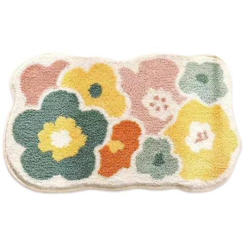 JZLEJC 16x24 Zoll Blumenbad Matte absorbierend schnell trocknend Beige Nicht rutschfest von JZLEJC