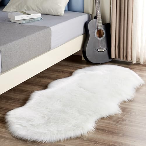 JZLEJC 23.6x71 Shaggy Fluffy Throw Teppich Anti-Schlupf-Kunstschaffell für Schlafzimmersofa Wohnzimmer von JZLEJC