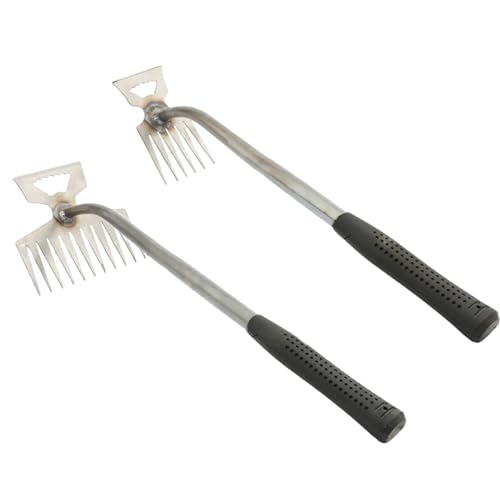 JZLEJC 2pcs Hand Unkrebswerkzeug, Dual-Head-Unkraut-Puller-Werkzeug mit rutschfestem Griff und Anti-Rust-Kopf, tragbarer manueller Gartenrake für die Pflanzung des Hinterhofs von JZLEJC