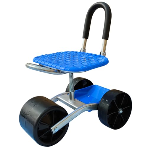 JZLEJC Gartenhocker mit Rädern 360 ° drehbar Verstellbarer Höhe Gartenhocker mit Rädern rollender Gartensitz mit faltbar von JZLEJC