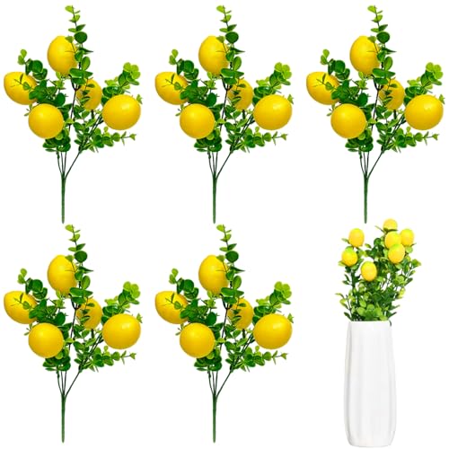 JZLEJC Gefälschte Zitronen 5pcs 8x14 Zoll langes Stamm -Faux -Zitronen mit 5 Köpfen & Blättern DIY -freundliche Kunststoff- und Seidenfruchtdekor für Zuhause, Foto, Hintergrund JZLEJC Gefälschte Zitronen 5pcs 8x14 Zoll langes Stamm -Faux -Zitronen mit 5 Köpfen & Blättern DIY -freundliche Kunststoff- und Seidenfruchtdekor für Zuhause, Foto, Hintergrund von JZLEJC