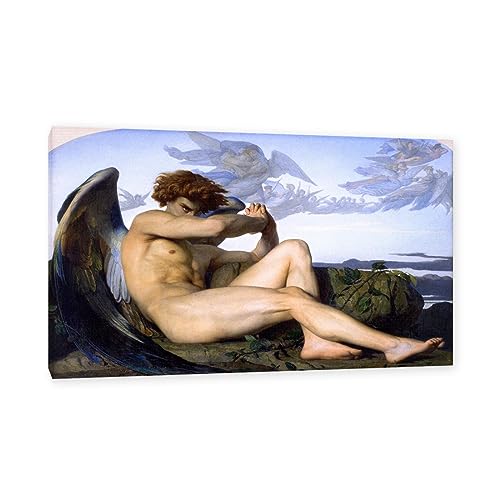 JZSDGB Fallen Angel, 1847 von Alexandre Cabanel Giclée-Leinwanddruck Fertig zum Aufhängen Berühmte Bild auf Leinwand Wandkunst Leinwandbilder für die Wanddekoration 80x128cm(32x50in) Gerahmt von JZSDGB