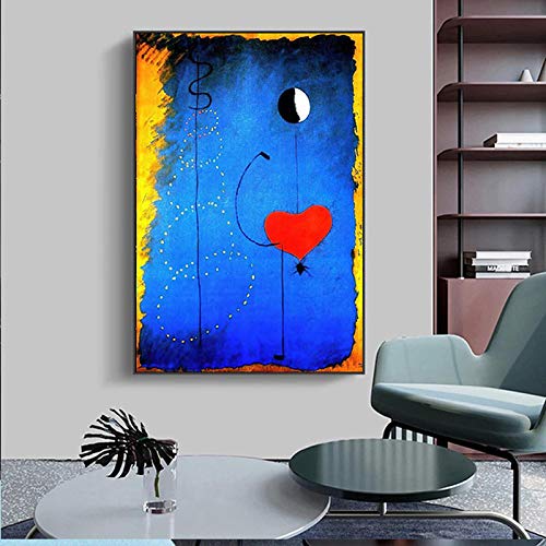 JZSDGB Joan Miro Poster und Drucke-Abstrakte Joan Miro Leinwandbilder-Berühmte Joan Miro Gemälde druck auf Leinwand Kunstdruck-Wandkunst Bilder Malerei(Tänzerherzliebe) 40x60cm(16x24in) rahmenlos von JZSDGB