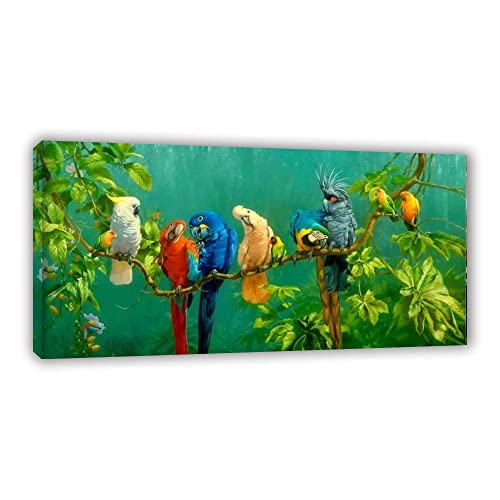 JZSDGB Leinwand bild Tier Poster Und Kunstdrucke-süßer Papagei Tier Gemälde Druck auf Leinwand.bereit zum Aufhängen Leinwand Wandkunst Bilder Für Wohnzimmer Dekor 90x180cm(35x71in) Gerahmt von JZSDGB