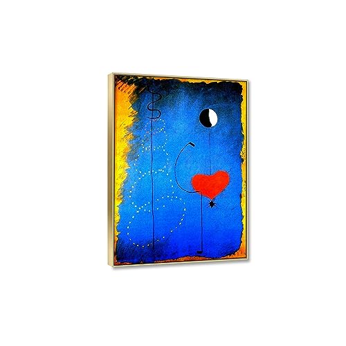 JZSDGB LeinwandBilder-Joan Miró Poster Und Kunstdruck-Berühmte Wandbilder Reproduktion auf Leinwand Tänzer Leinwand Wandkunst Bild für Wohnzimmer Dekoration 85x120cm(33x47in) Goldrahmen von JZSDGB