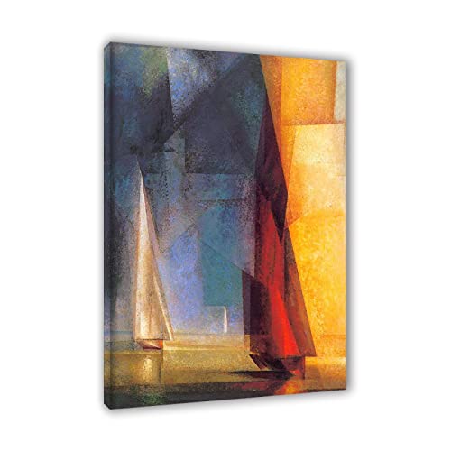 JZSDGB Lyonel Feininger Berühmtes Gemälde-Abstrakter Expressionismus Leinwand Wandbild Bild- Segelboot-Druck auf Leinwand-Kunstdruck auf Leinwand für Wohnzimmer 90x135(35x53in) Gerahmt von JZSDGB