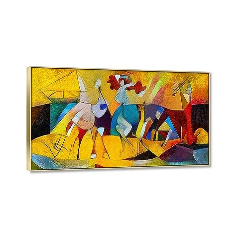 Leinwandbilder von Pablo Picasso Berühmtes Gemälde Kunstdruck auf Leinwand Plakat Reproduktion Klassische Leinwand Wandkunst Bilder Kunstwerk Heimdekoration(Abstrait)70x140cm(28x55in)Goldrahmen von JZSDGB