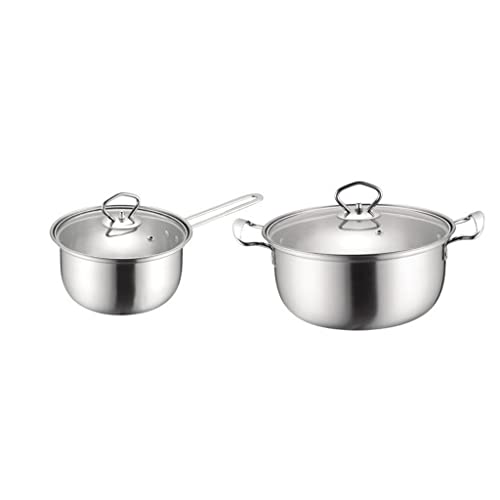 2 Töpfe 4 Teile Set Edelstahl Topf Frittingpfanne Set Schnellkochkochtopf Kochtopf Milchsuppe Dampfkocher Küche Kochgeschirr von JZWCHQ