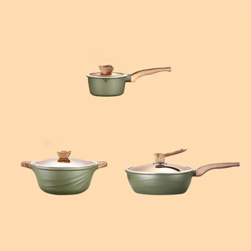 3-teiliges Kochgeschirrset Maifan Stein Nicht-Stall-Topf-Suppe Pot Pot Pot Pan Home Küche Utensilien Topf Set von JZWCHQ