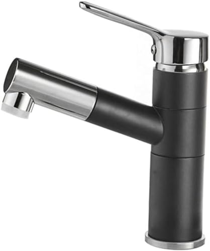 Badezimmermixer Tippen Sie mit Ausziehen von Sprühgerät Dual -Modus Einzelhebel Messingmixer Wasserhahn Badewaschbecken Mixer Hahn von JZWCHQ