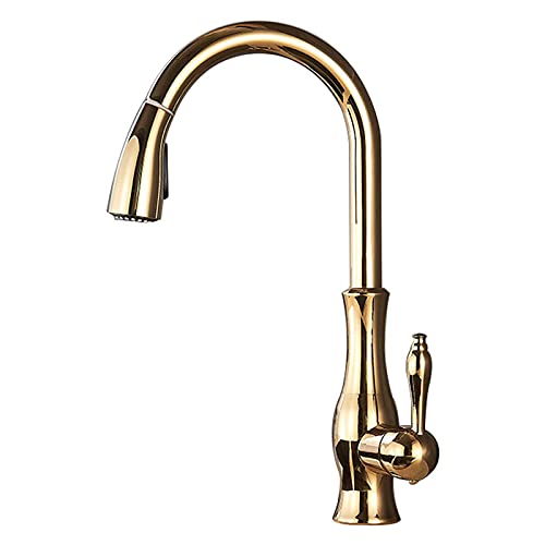Down-Küchenarmatur, 360 ° Rotation Messing Küchenspüle Wasserhähne mit 2-modischen Sprühgerät, Hochbogen mit einem Heiß- und Kaltwassermixer-Wasserhahn, Gold (Farbe: gebürstetes Nickle) von JZWCHQ
