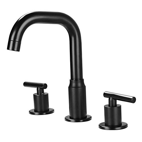 JZWCHQ 3-Loch-Waschtischarmatur, schwarzes Messing, heißes und kaltes Waschbeckenarmatur, drehbar, Doppelgriff, Badezimmer-Wasserhahn JZWCHQ 3-Loch-Waschtischarmatur, schwarzes Messing, heißes und kaltes Waschbeckenarmatur, drehbar, Doppelgriff, Badezimmer-Wasserhahn von JZWCHQ
