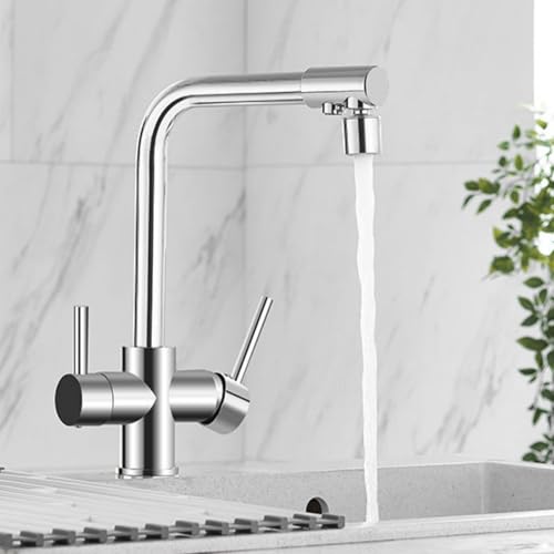 JZWCHQ 3-Wege Küchenarmatur, Küchenspüle Wasserhahn 3 Wege Messing Doppelgriff 360 ° Rotation 3 in 1 Küchenarmatur-Chrom plattiert JZWCHQ 3-Wege Küchenarmatur, Küchenspüle Wasserhahn 3 Wege Messing Doppelgriff 360 ° Rotation 3 in 1 Küchenarmatur-Chrom plattiert von JZWCHQ