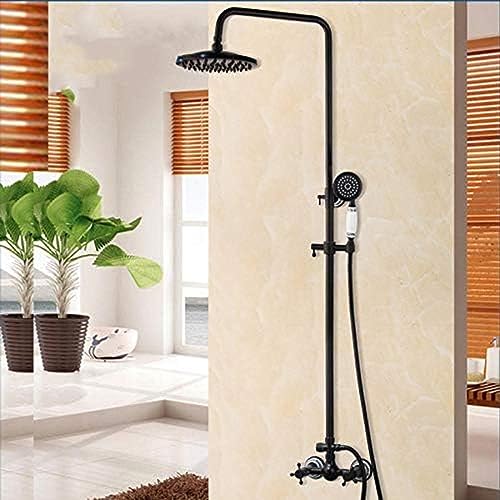 JZWCHQ Badezimmer Schwarz Duschset Regendusche Kopf 2 Griffe Wandmontage Handbrause Wasserhahn Set Badewanne Mischbatterie JZWCHQ Badezimmer Schwarz Duschset Regendusche Kopf 2 Griffe Wandmontage Handbrause Wasserhahn Set Badewanne Mischbatterie von JZWCHQ