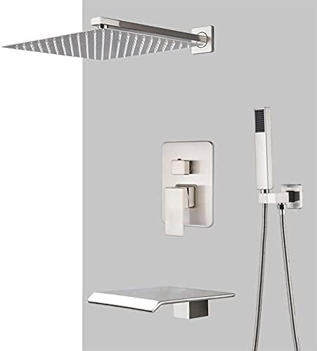 JZWCHQ Badezimmer Wasserhahn gebürstet Nickel Regen Dusche Dusche Dusche Wasserhahn Wandmontage Badewanne Bademixer Tap Badezimmer Set Dusche, 12 Zoll 3way C. von JZWCHQ