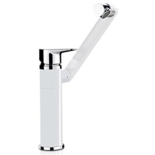 JZWCHQ Badezimmerbecken Waschbecken Wasserhahn Messing Einer Griff 360 -Grad -Rotation Ein -Loch -Deck mit heißem und kaltem Wassermixer Tap (Farbe: Argento, Größe: Wie das Bild zeigt) Schönheit von JZWCHQ