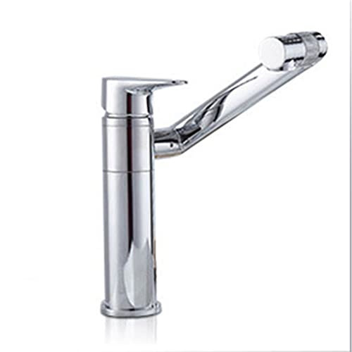 JZWCHQ Badezimmerbecken Waschbecken Wasserhahn Messing Einer Griff 360 -Grad -Rotation Ein -Loch -Deck mit heißem und kaltem Wassermixer Tap (Farbe: Argento, Größe: Wie das Bild zeigt) Schönheit von JZWCHQ