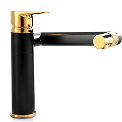 JZWCHQ Badezimmerbecken Waschbecken Wasserhahn Messing Einer Griff 360 -Grad -Rotation Ein -Loch -Deck mit heißem und kaltem Wassermixer Tap (Farbe: Argento, Größe: Wie das Bild zeigt) Schönheit von JZWCHQ
